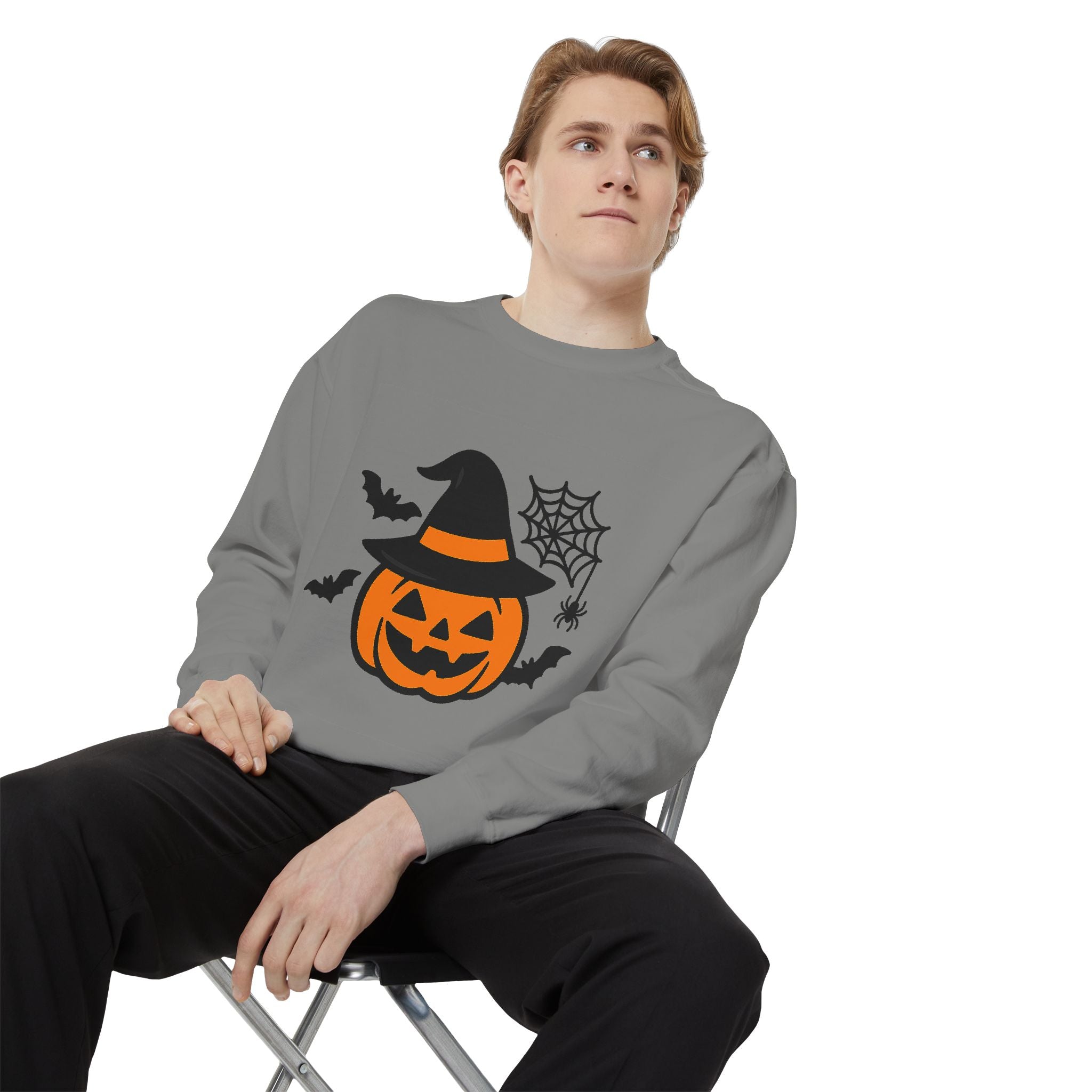 Cozy Halloween Pumpkin Sweatshirt – Unisex Fall Style