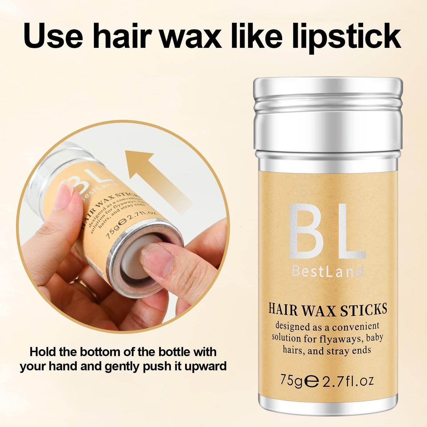 Travel-friendly hair wax stick in purse