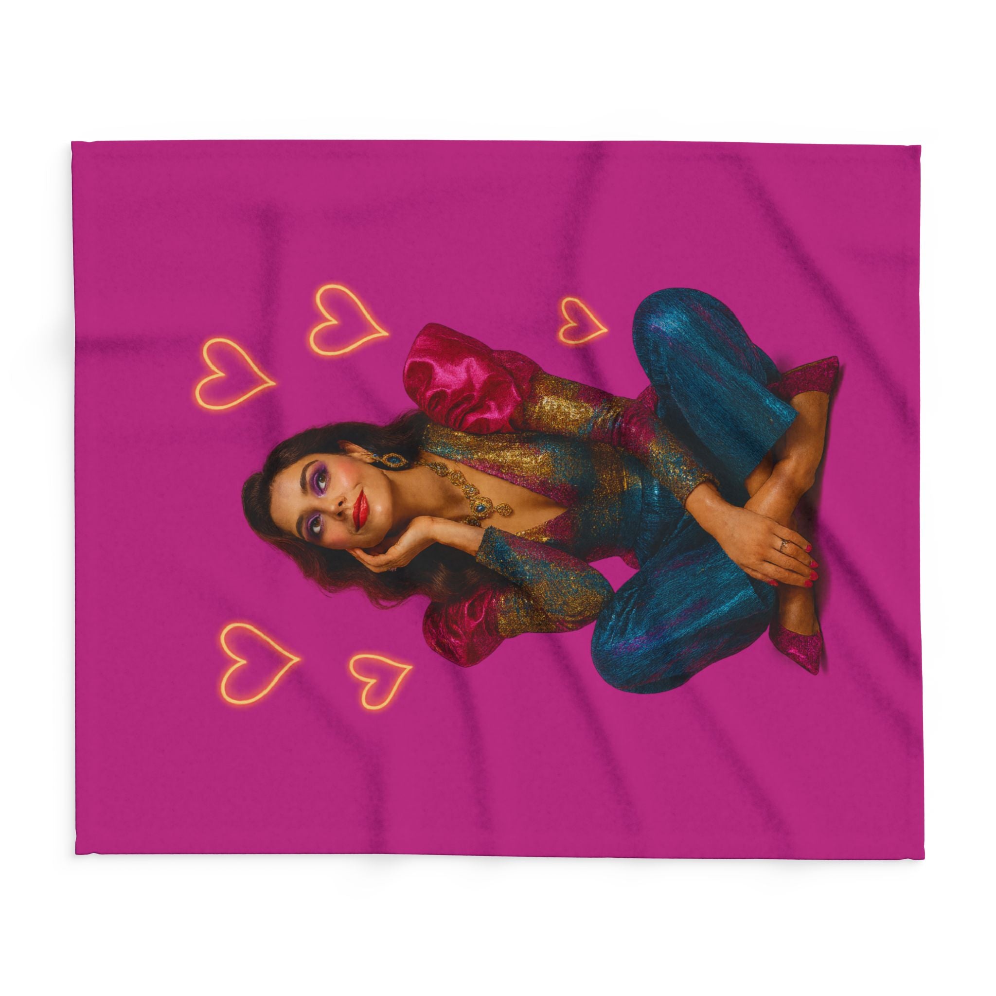 Boho-inspired living room scene with Arctic Fleece Blanket centerpiece