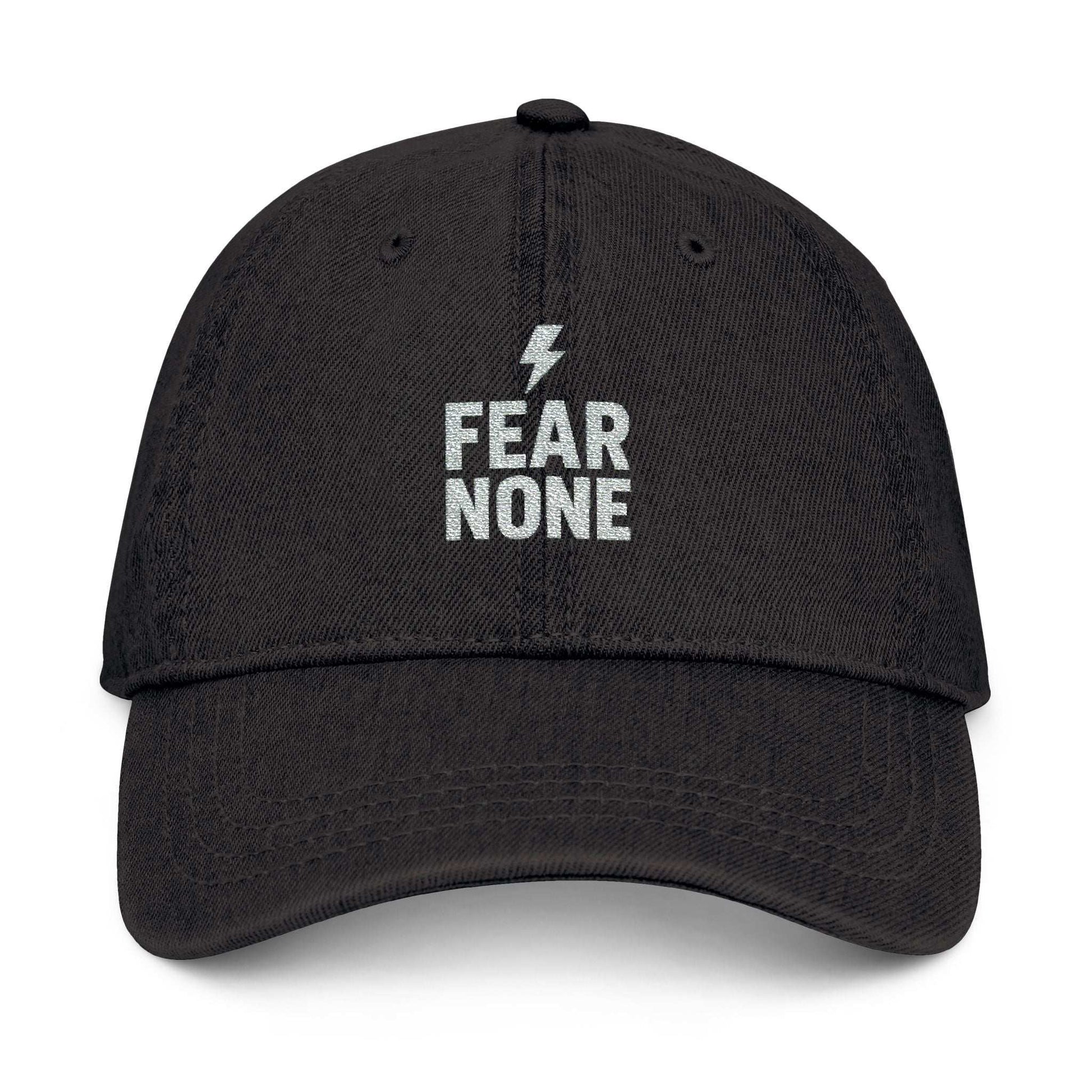 Fear None hat displayed on neutral background with vintage style