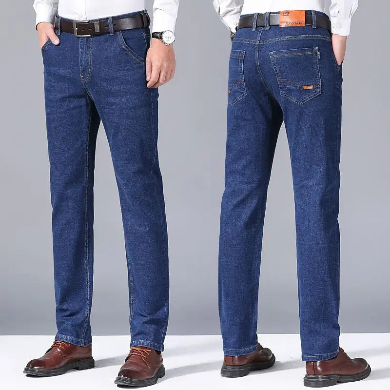 Casual Office Outfit with Men's Straight Jeans in Blue – Paired with Crisp White Shirt