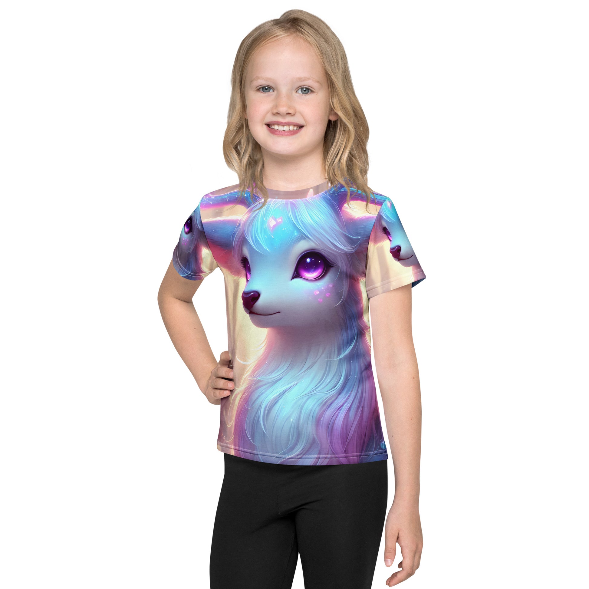 Child wearing vibrant crew neck t-shirt outdoors