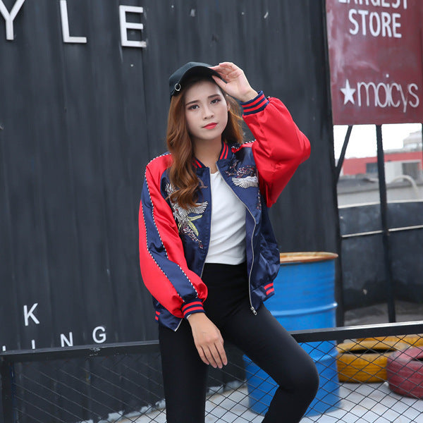 Side view of embroidered couple coat with casual styling