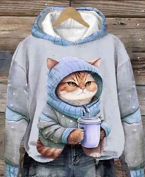 3D Cat Hoodie for Women – Bold Streetwear Pullover