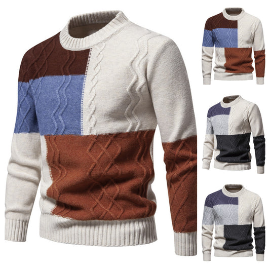Color-block Crew Neck Knitwear For Men – Ribbed cuffs and hem