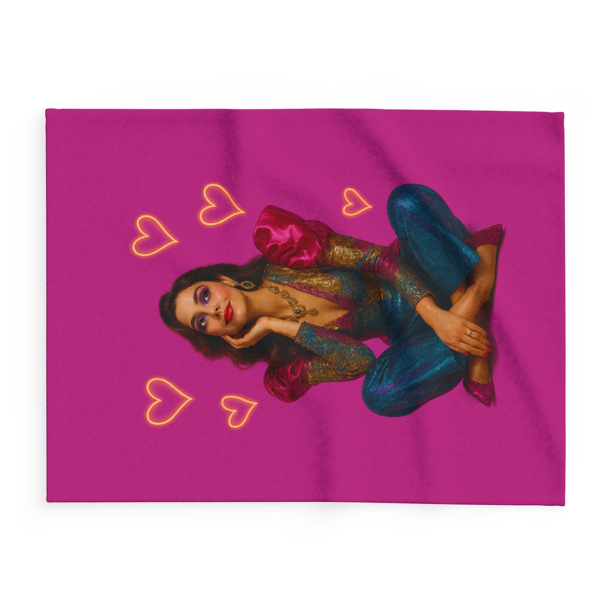 Couple sharing an Arctic Fleece Blanket on movie night - warm smiles