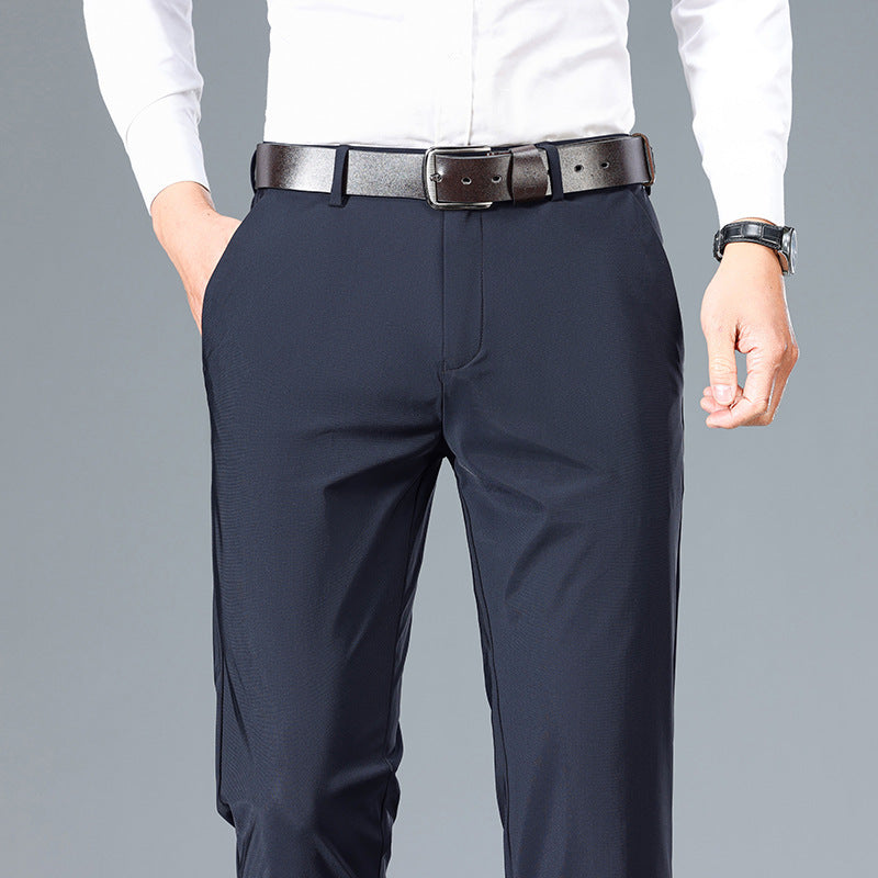 Detail Shot: Waistband of Men's High Elastic Jinammonia Ice Silk Casual Pants – Secure and Comfortable
