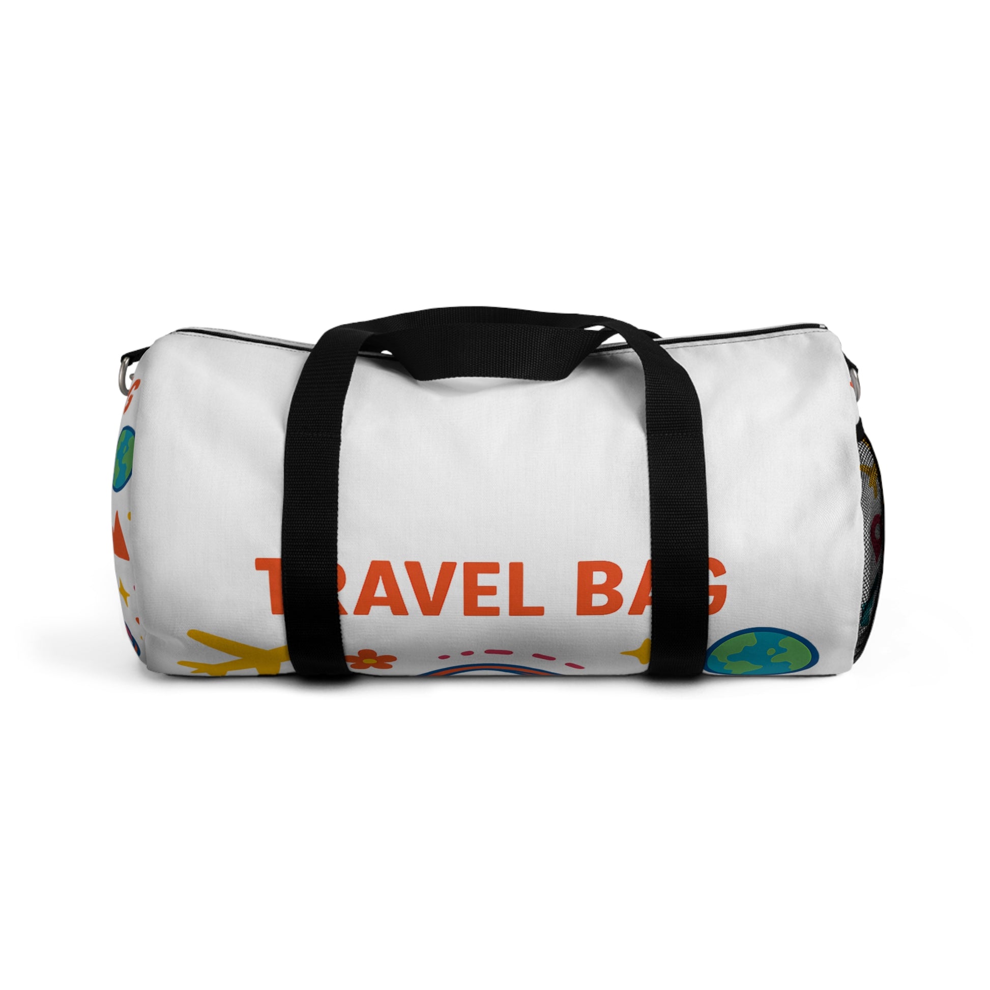 Spacious duffel open to reveal multiple compartments