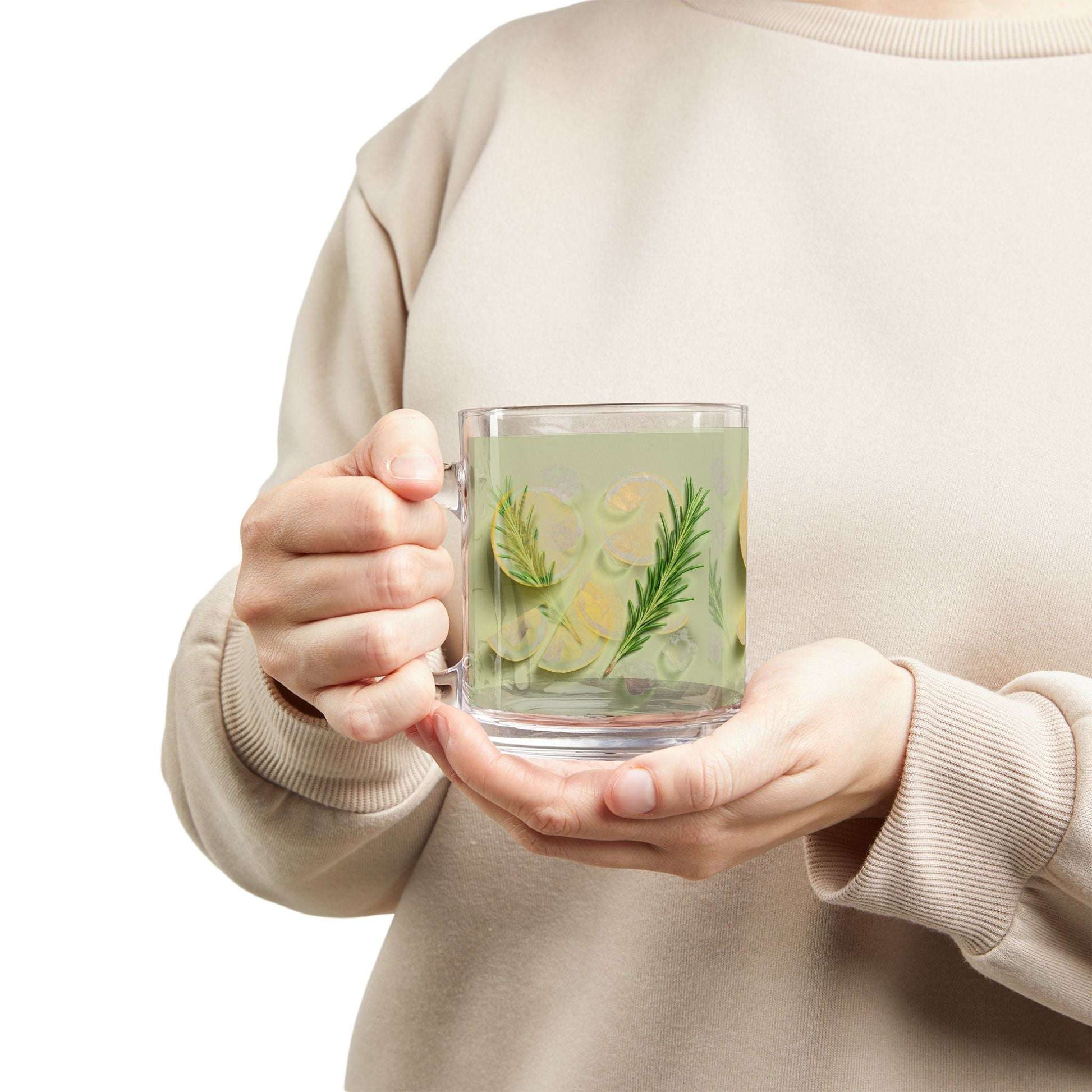 Clear Glass Mug 10oz – Elegant Heat-Resistant Gift www.PrintOne1.com