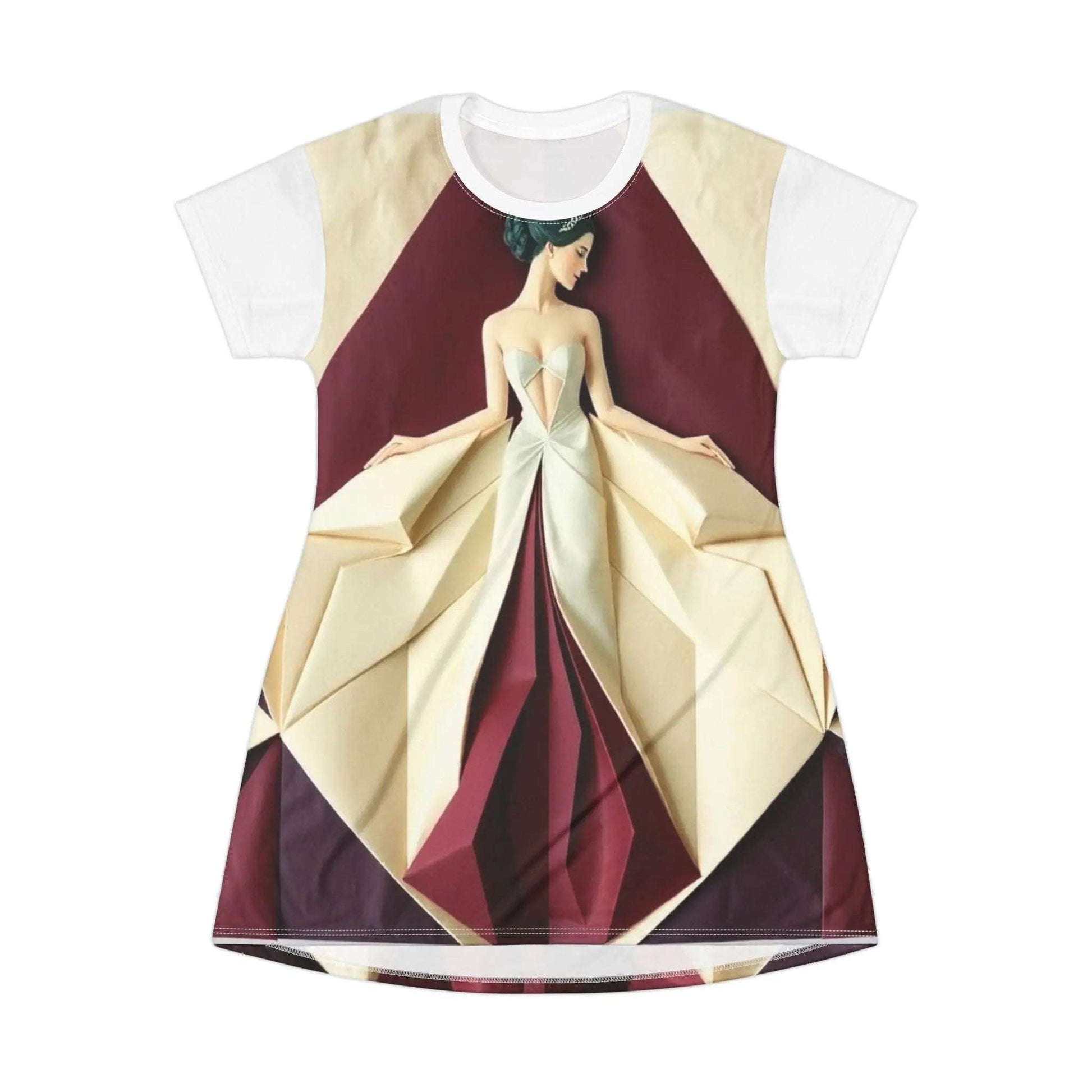 Elegant T-Shirt Dress with Artistic Print – Lightweight Luxury www.PrintOne1.com