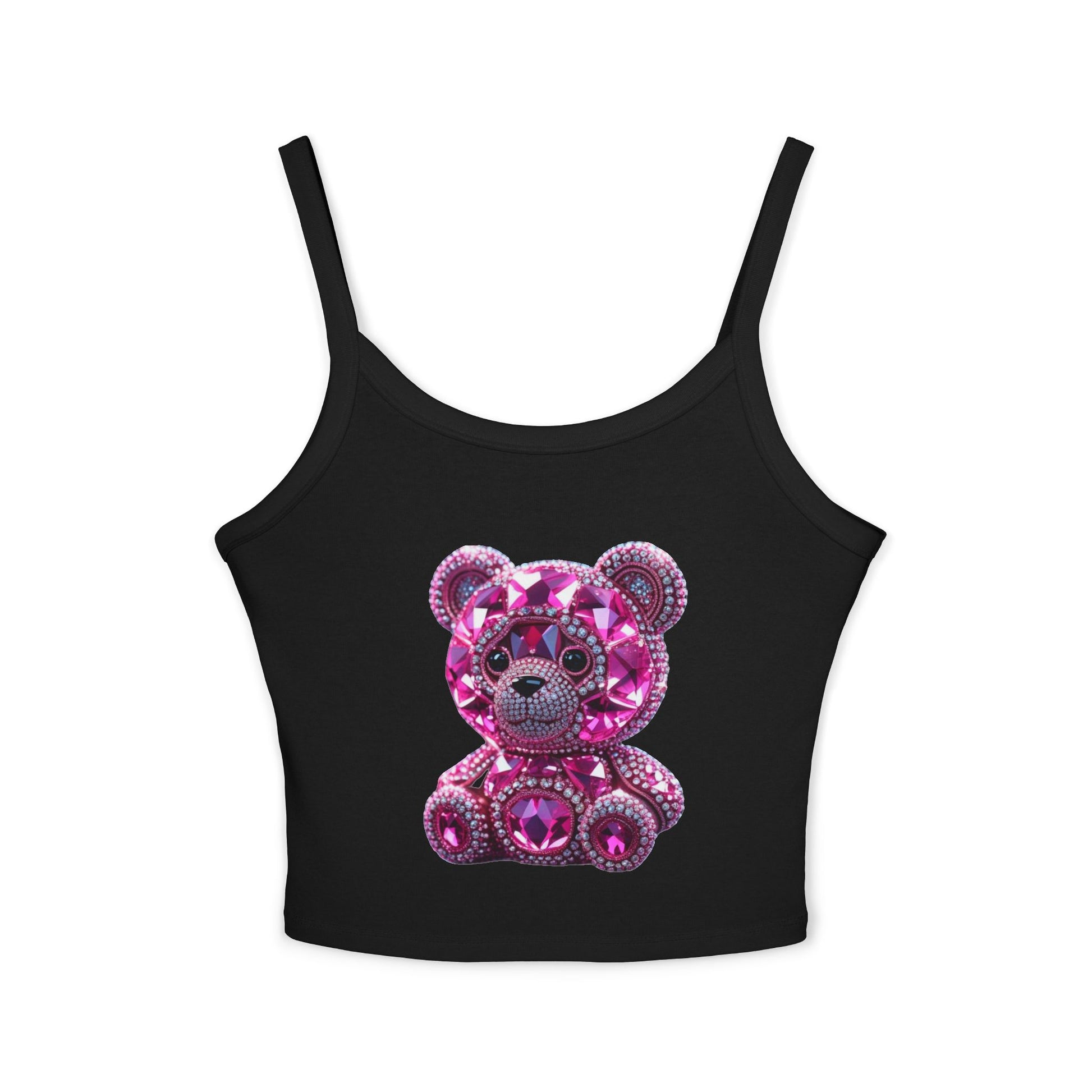 Detail of thick straps and high-quality DTF bear print.