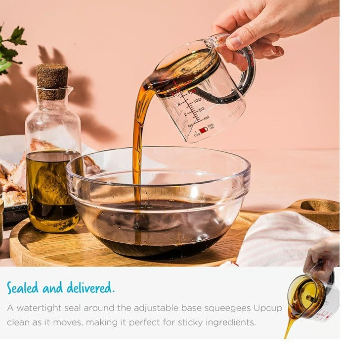 Leak-Proof Base on Adjustable Measuring Cup Preventing Honey Drips