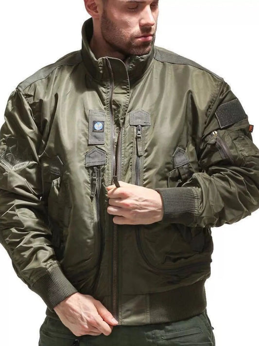 Men’s Plus Size Zip-Up Jacket – Side profile showing stretch and drape