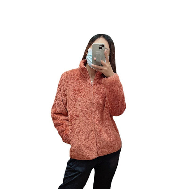 Light blue coral fleece women's jacket with elegant fit