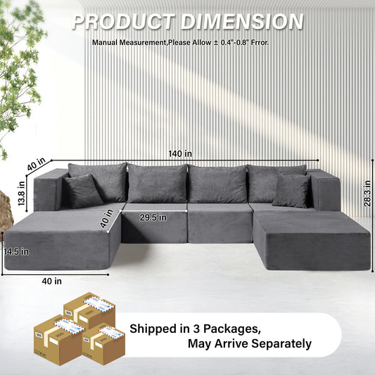 close-up corduroy fabric texture on modular sectional sofa breathable soft cloud-like comfort