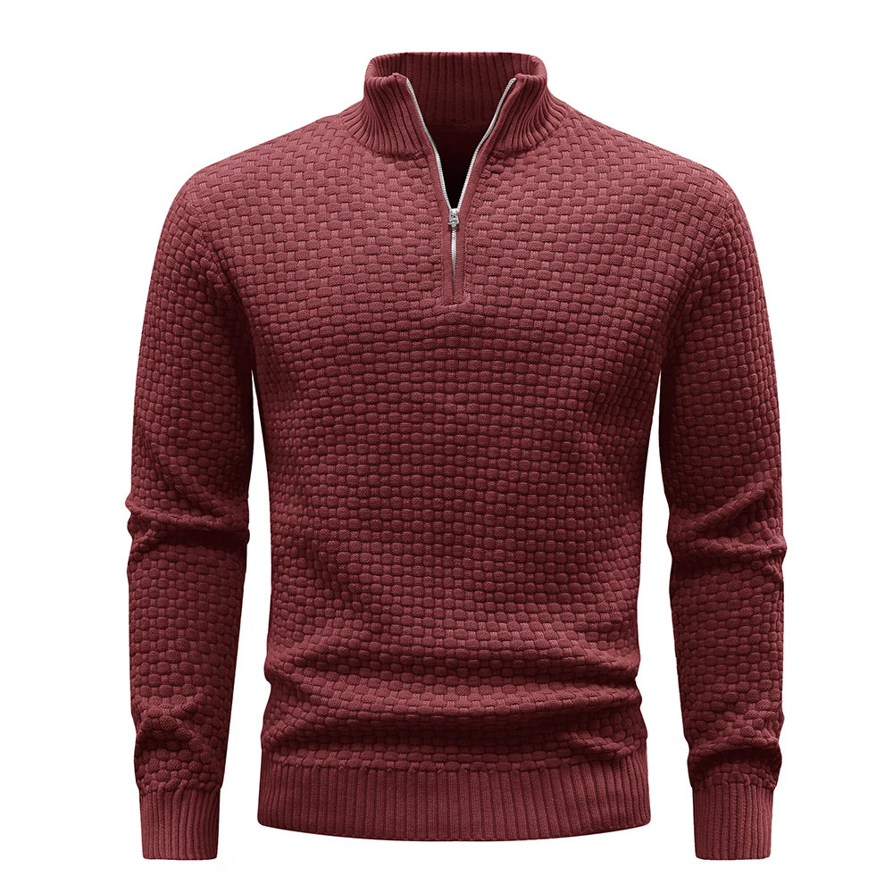 Men’s Quarter Zip Knit Sweater – Casual Mock Neck