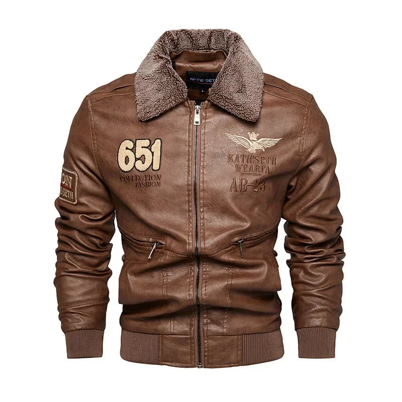 Men’s PU Leather Jacket – Warm Fleece, Ride Ready