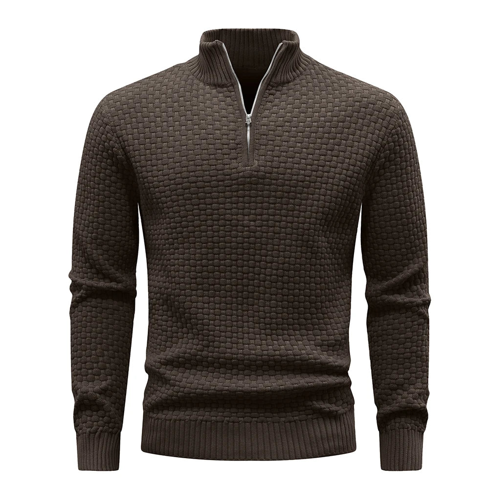 Men’s Quarter Zip Knit Sweater – Casual Mock Neck