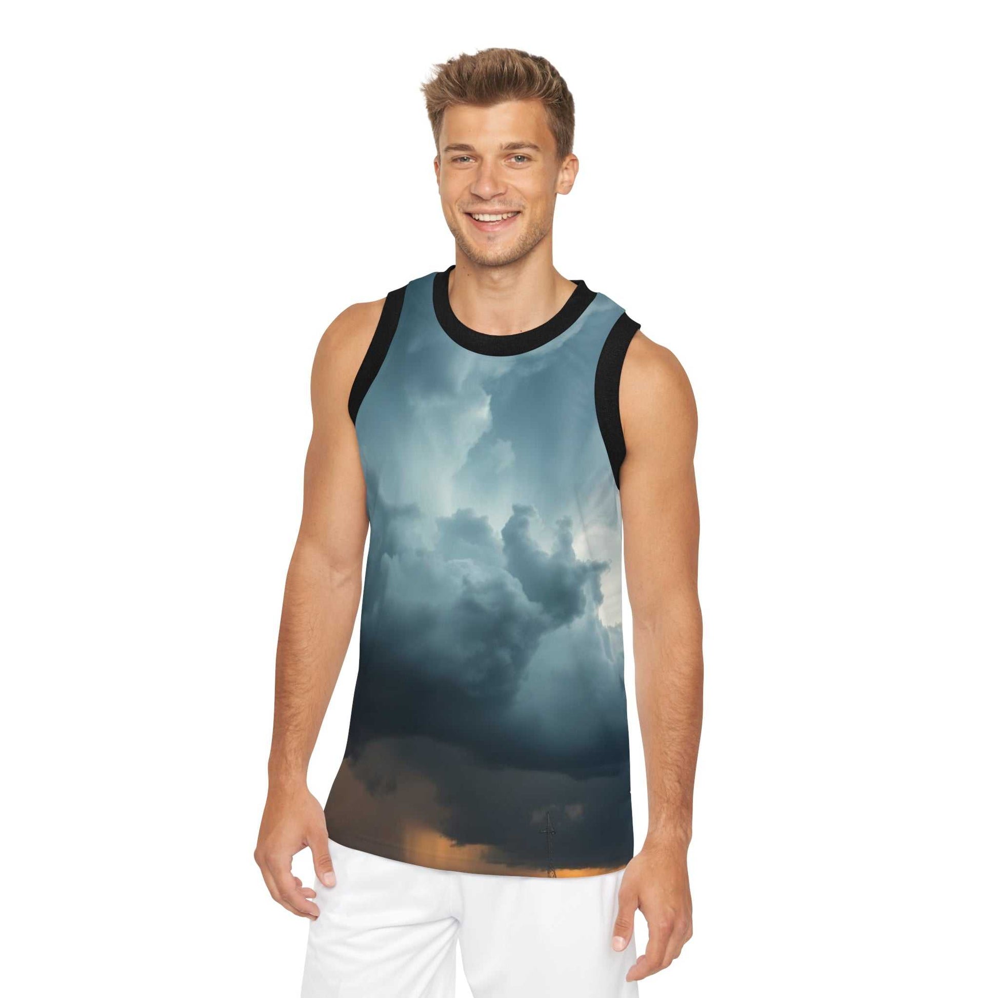 Sky Vibes Basketball Jersey – Trendy Unisex Activewear www.PrintOne1.com