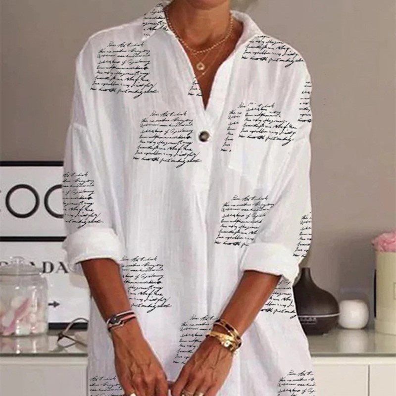 Slim Shirt Dress Hanging on Rustic Wooden Hanger, White Print