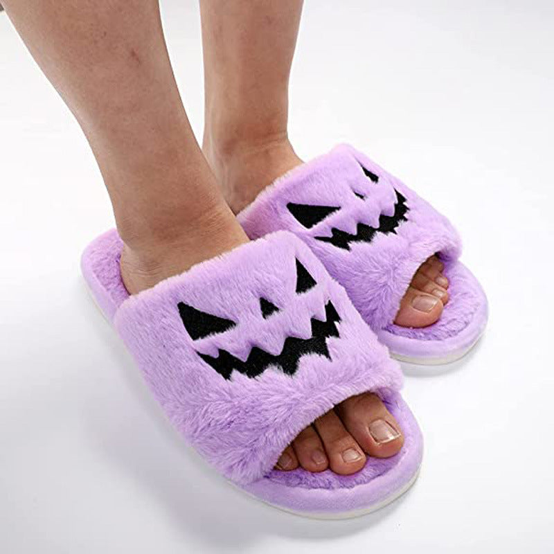 Stylish Halloween Slippers Women – Cozy Plush House Footwear