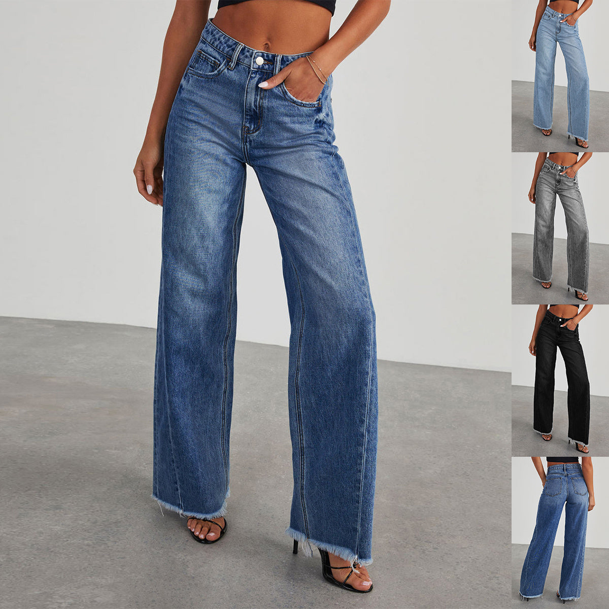 Trendy High Waist Denim Jeans in Grey for Casual Outfits