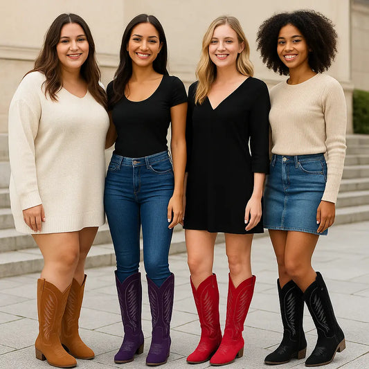 V Cut Martin Boots – Vintage-inspired pull-on suede in red, brown, purple, black, sizes 36–43