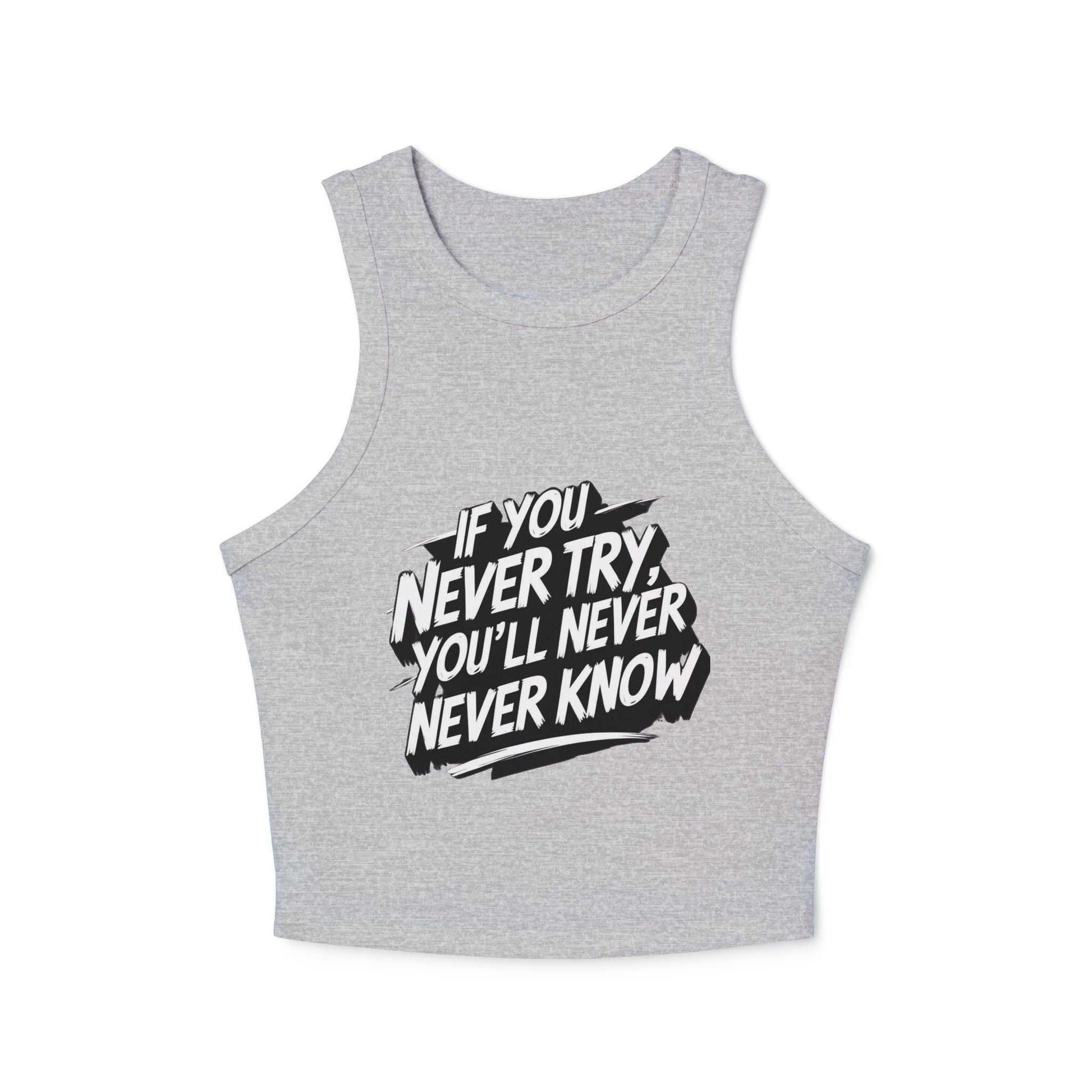 Woman stretching in racer tank top before workout