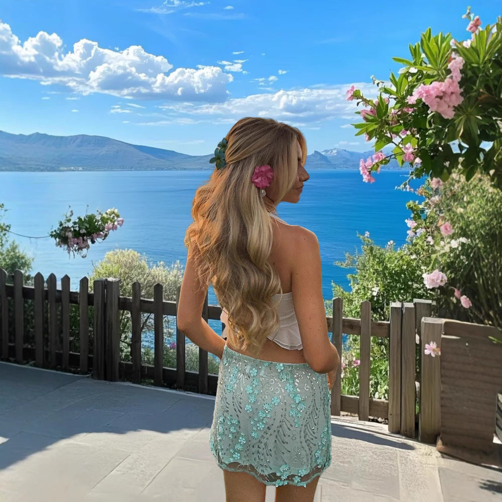 Women's Mint Green Skirt: Short, Chic, and Full of Shine