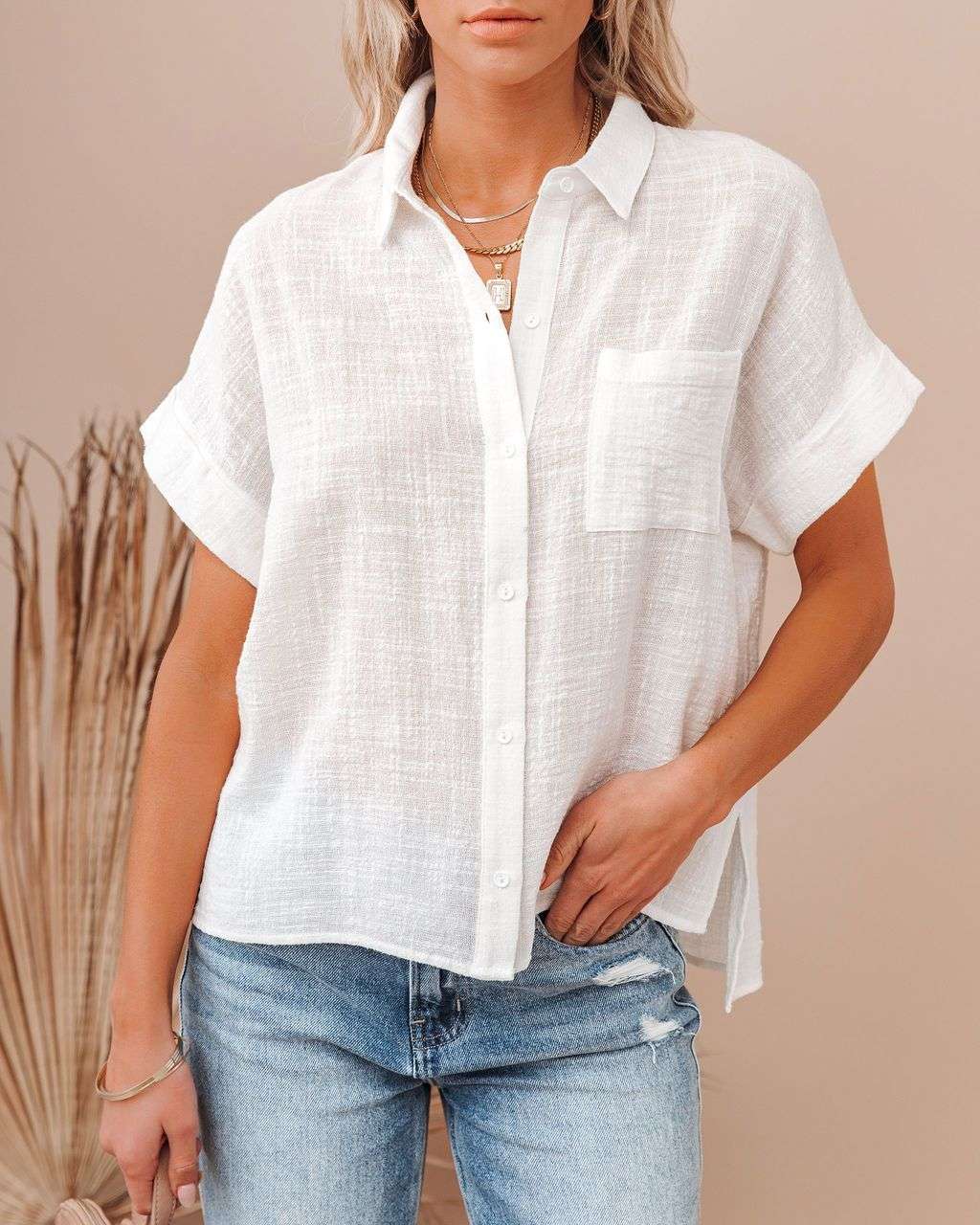 Linen Cotton Shirt for Women – Chic Summer Button-Up - www.PrintOne1.com