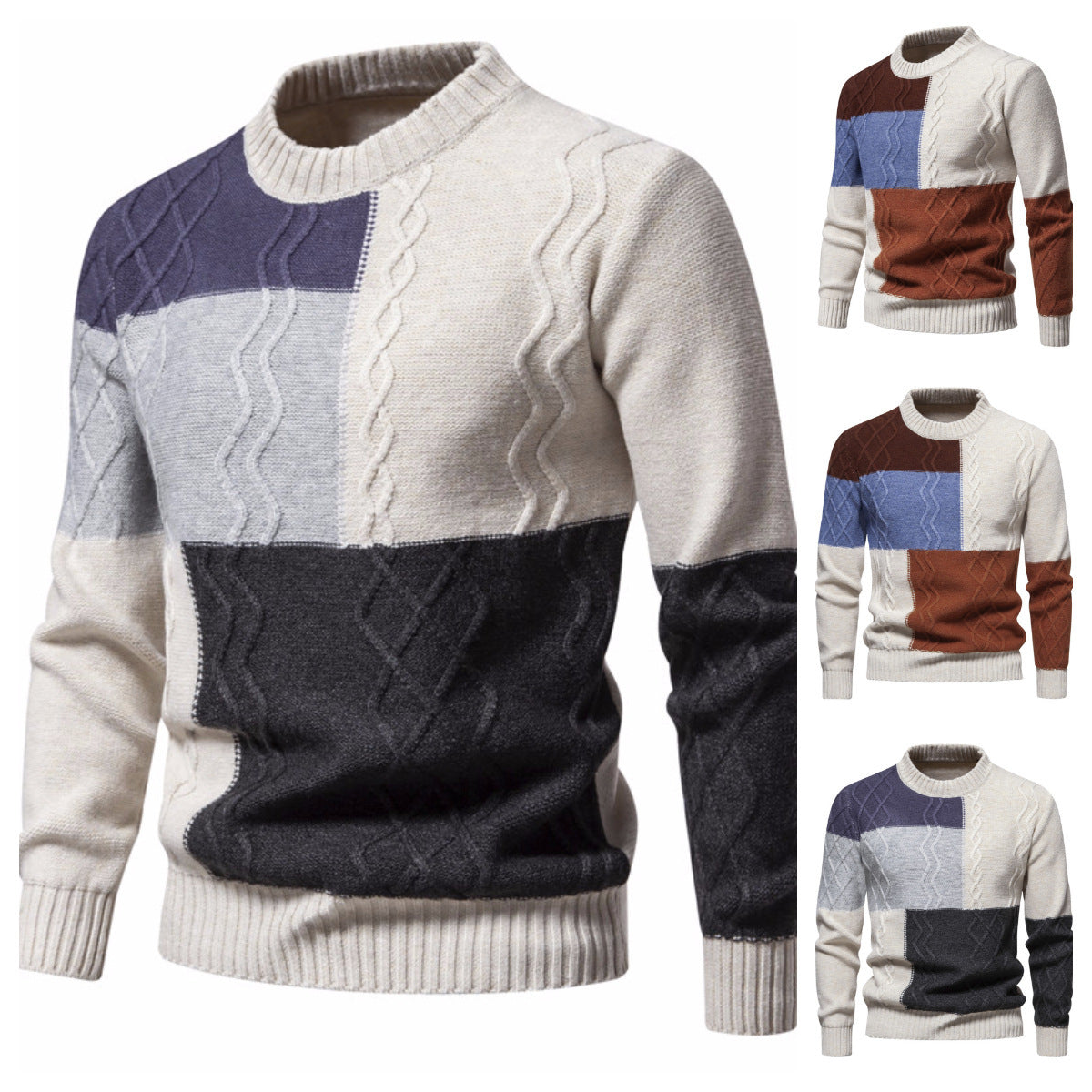 Color-block Crew Neck Knitwear For Men – Upgrade Now