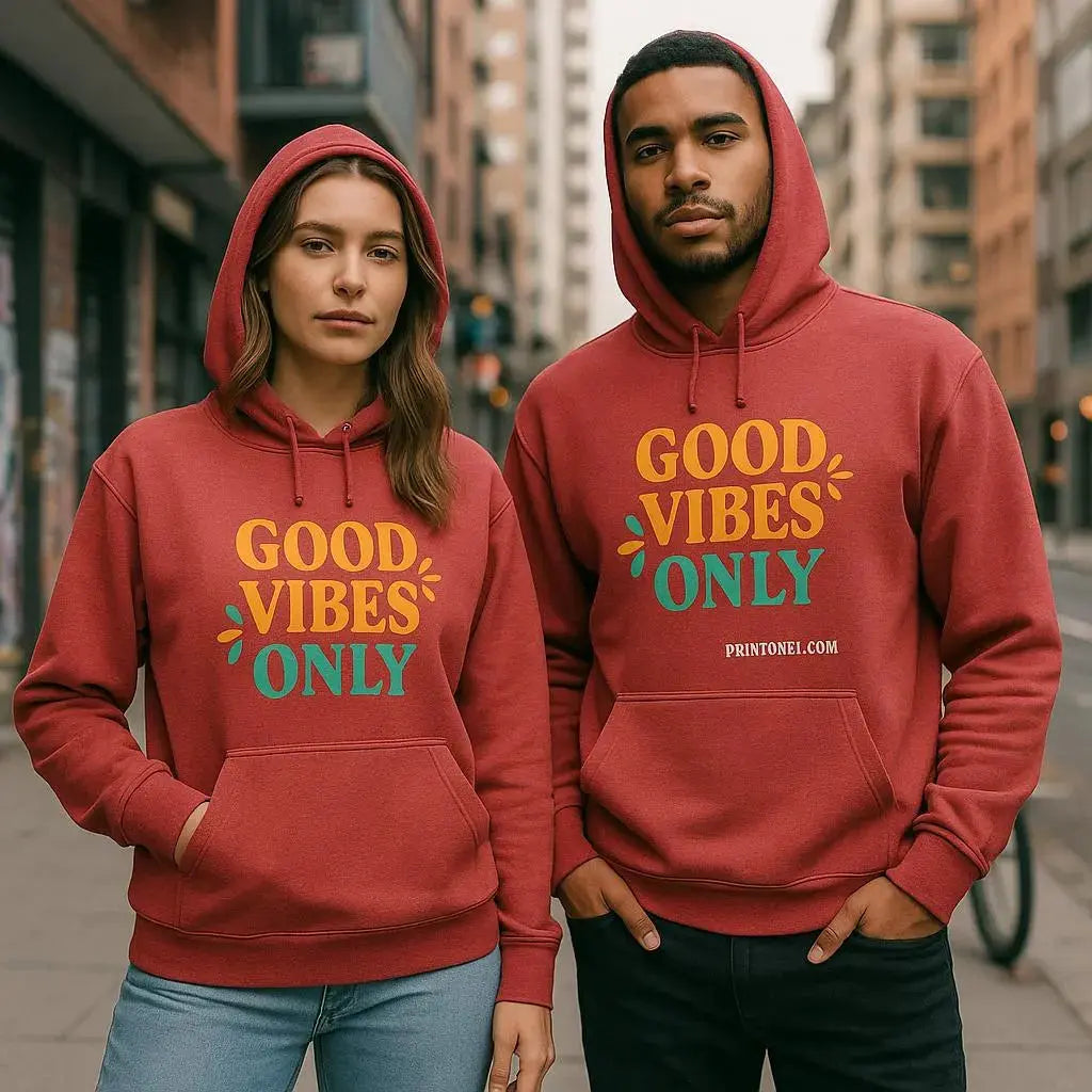 Soft hoodie with uplifting “Good Vibes Only” text – a stylish gift for men and women