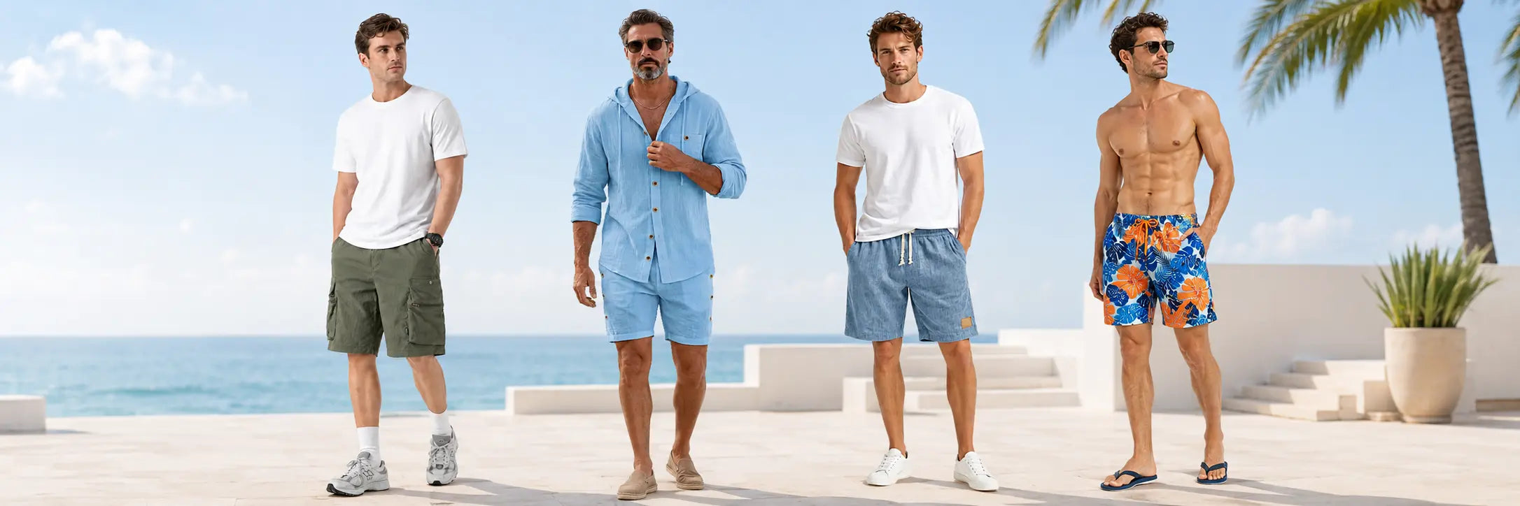 Men’s beach shorts and quick-dry swim shorts for warm weather outfits
