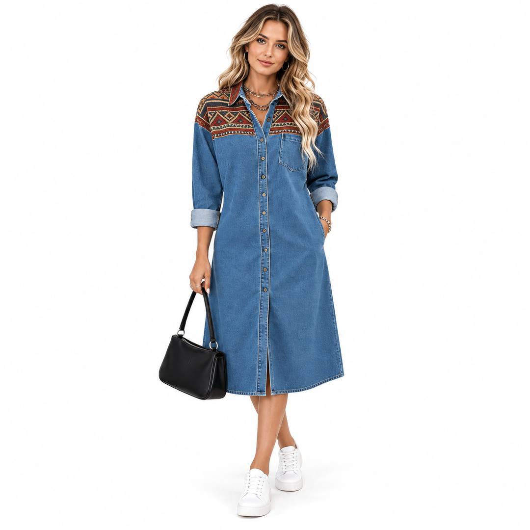 Women's midi shirt dress Red Brown variant front view
