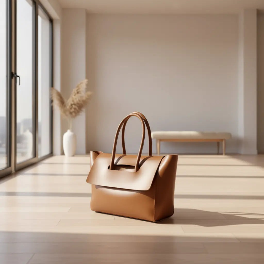 women shoulder bag close up of PU texture highlighting smooth finish and premium feel