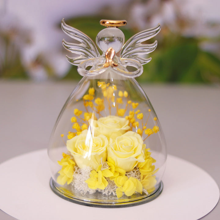 Eternal Flower Gift Box- Angel Glass Dome Rose Keepsake