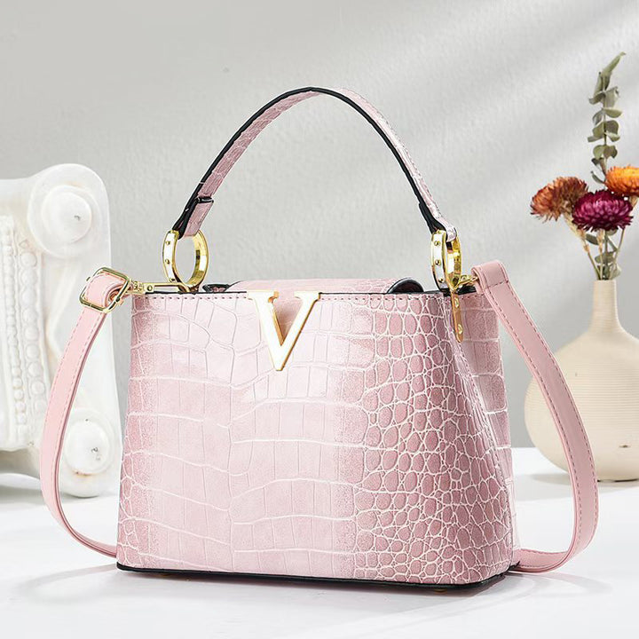 Crossbody Bag in PU with Top Handle and Textured Finish