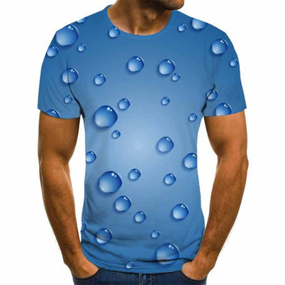 3D Raindrop T-Shirt for Men – Bold Print Streetwear Tee