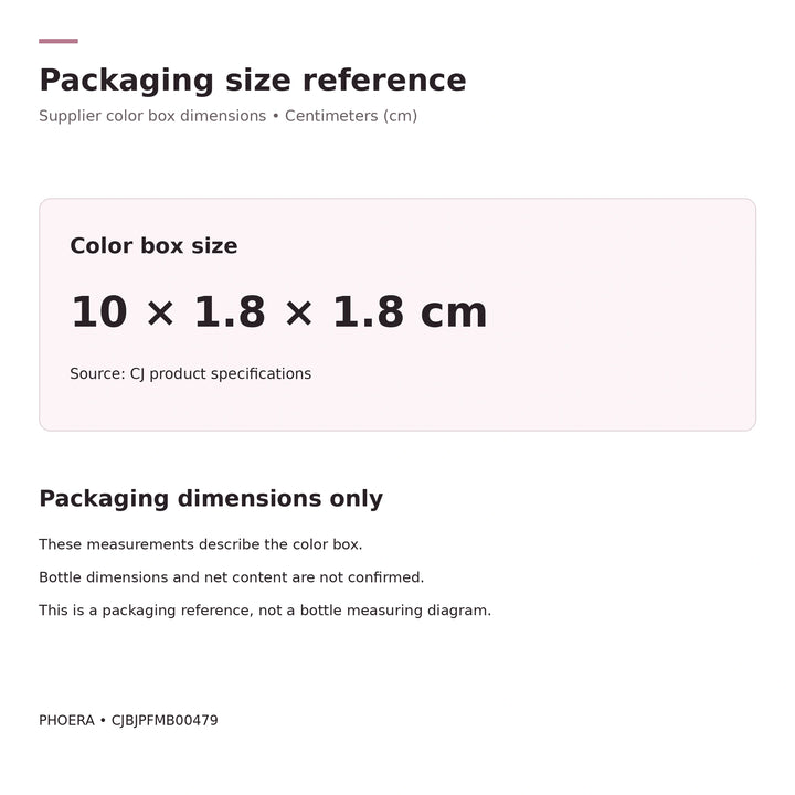 PHOERA color box size reference: 10 by 1.8 by 1.8 cm; packaging dimensions only