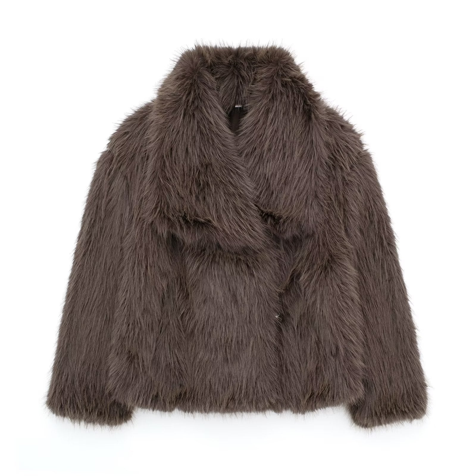 Winter Plush Coat for Women Fluffy Lapel Warm Jacket XS–L