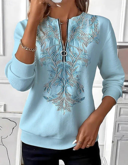 Christmas Print Women Sweatshirt Loose Winter Fleece Top
