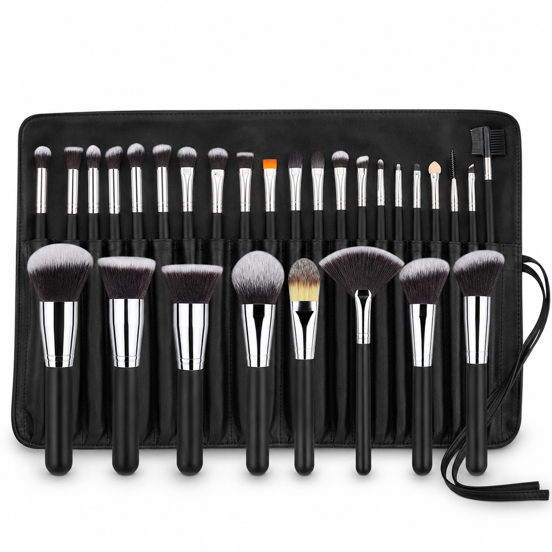 Makeup Brush Set - 24 Essential Tools for Face and Eyes