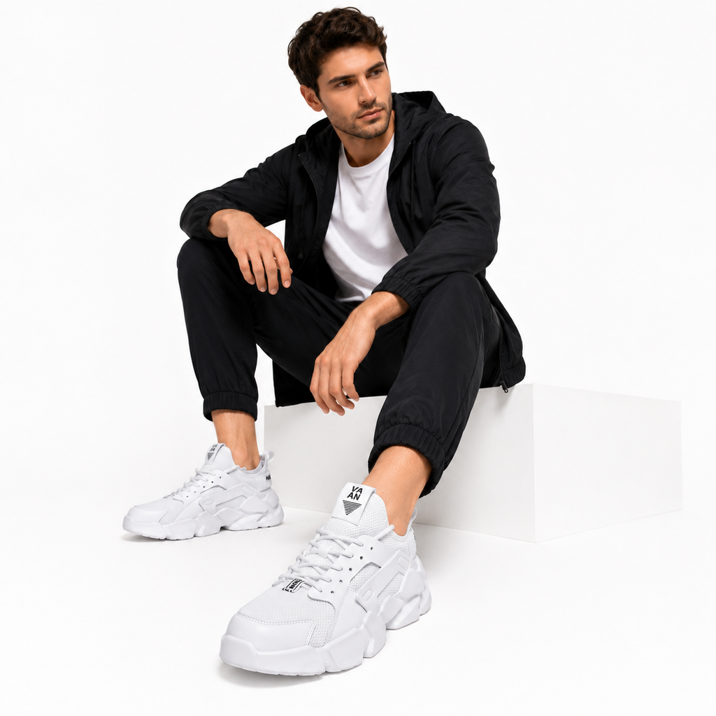 Breathable Running Shoes for Men White Summer Mesh Walk