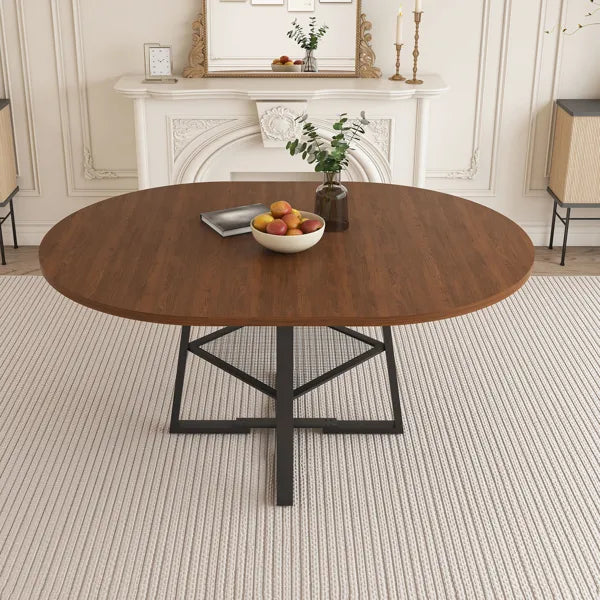 Extendable round dining table hosting dinner setting lifestyle