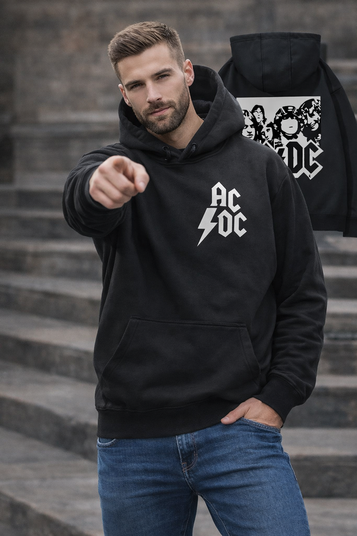 Men's AC/DC Retro Fleece Hoodie for Autumn Winter