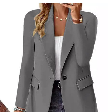 Women’s Commuter Lapel Button Jacket – Sleek Fit