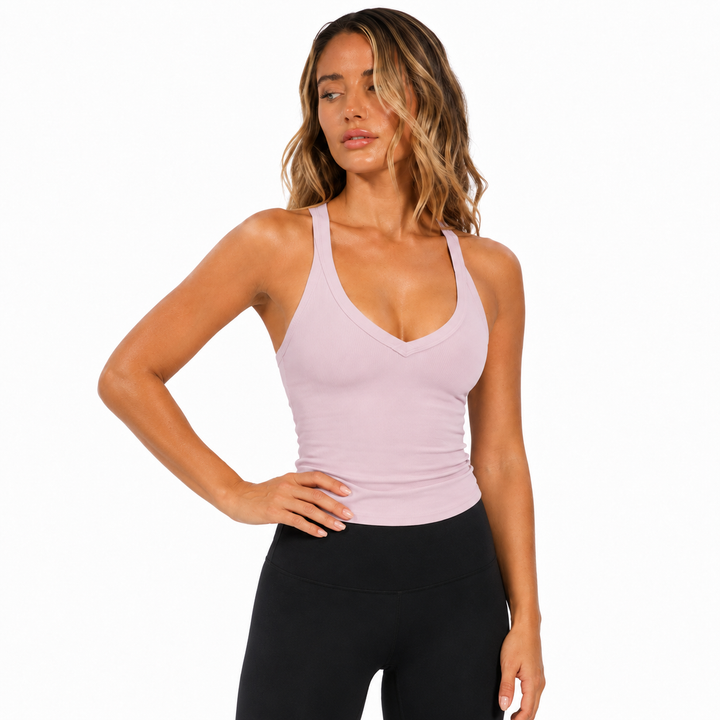 Soft cotton ribbed crop top for yoga, gym workouts and relaxed everyday athleisure outfits