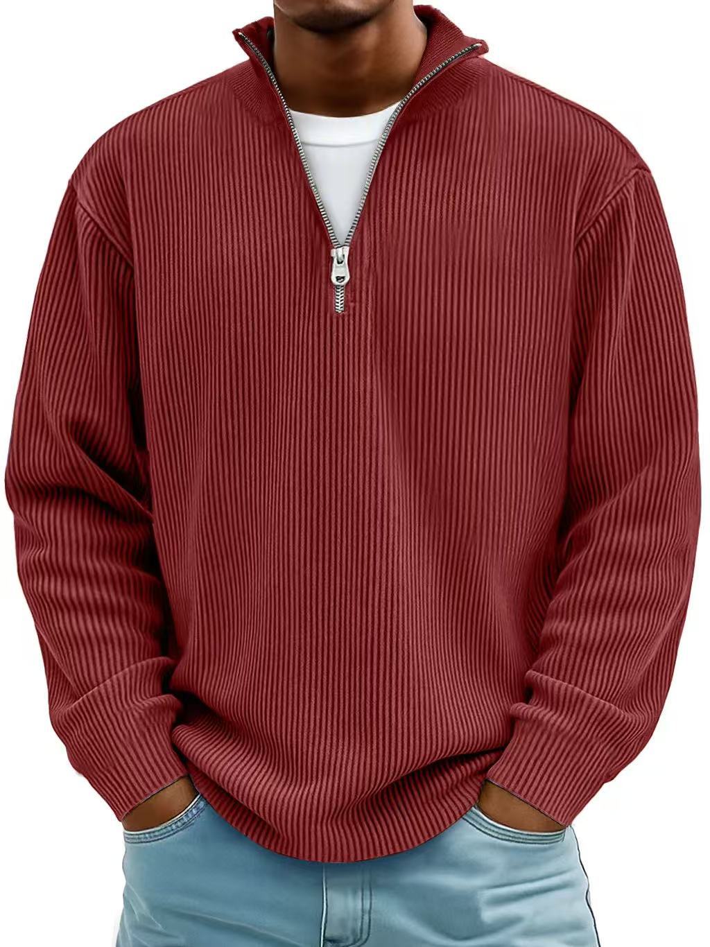 Corduroy Zipper Sweatshirt Men&