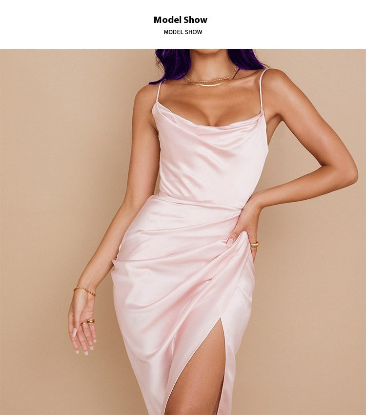 Sexy Slit Satin Dress – Figure-Flattering Fit