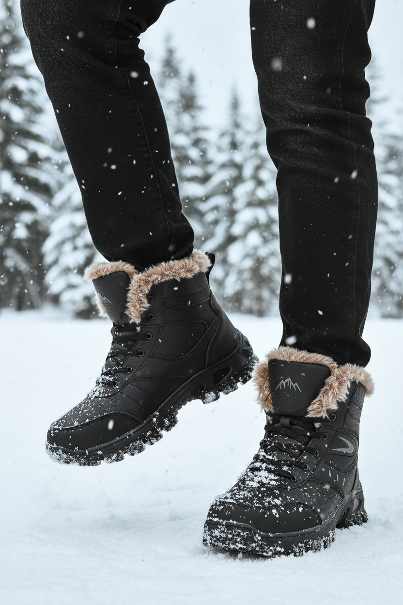 Plus Size Men's Snow Boots - Warm, Waterproof, No Slip.